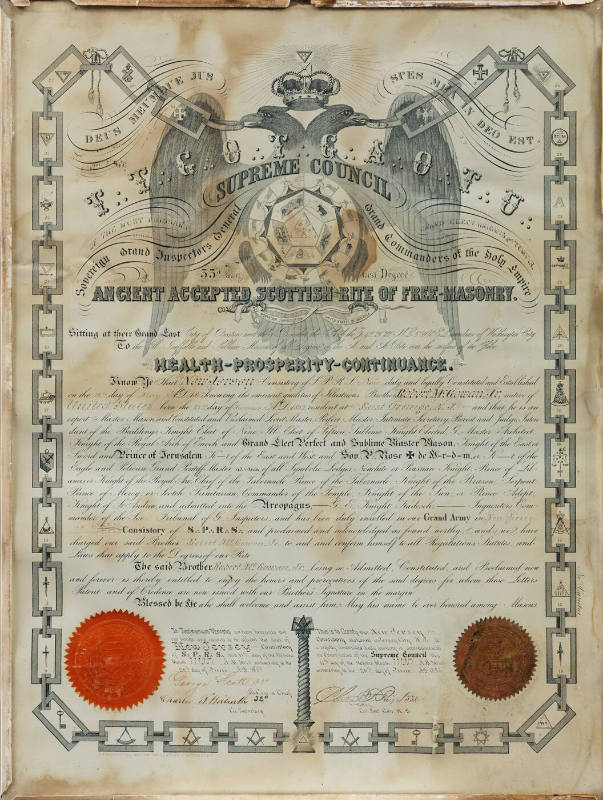 C.E. Sickles, del., Perine A. Giles, engraver, “Scottish Rite Northern Masonic Jurisdiction 32n…