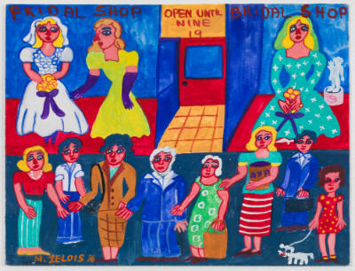 Malcah Zeldis, (b. 1931), “Untitled (Bridal Shop),” New York City, 1976, Watercolor on paper, 1…