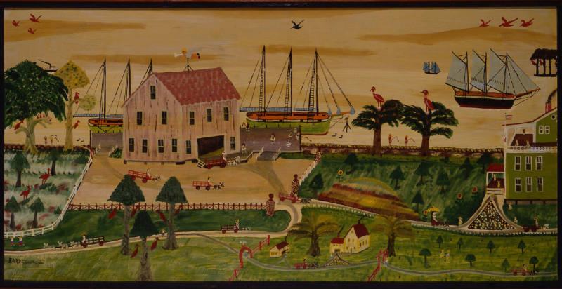 Earl Cunningham, “Ship Chanderly with Angel,” St. Augustine, Florida, 1976, House paint or temp…